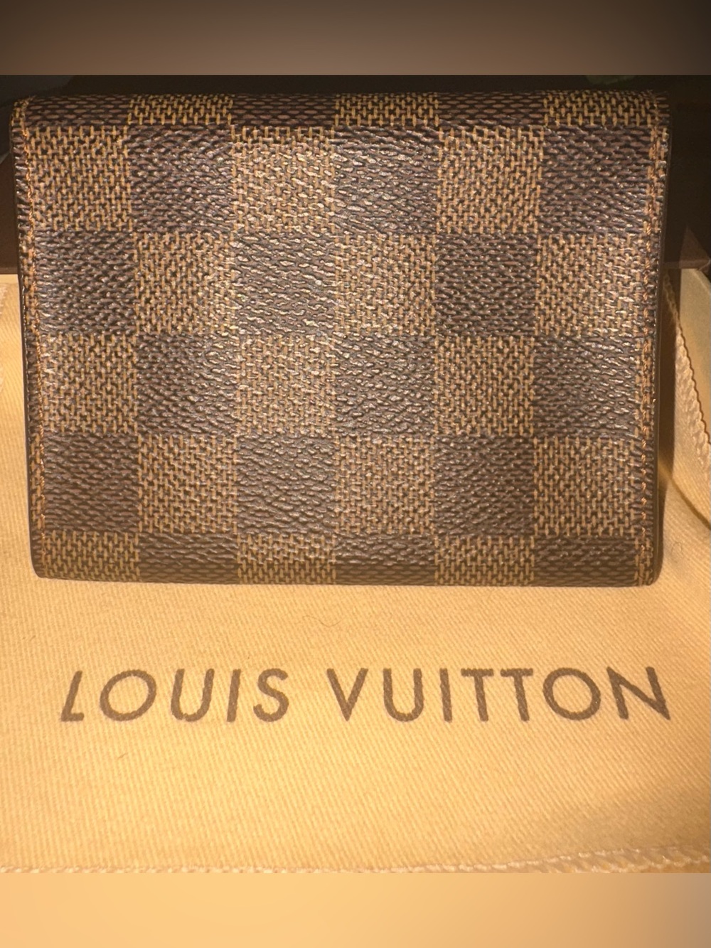 Louis Vuitton Damier Ebene Bi-Fold Wallet in Brown Check